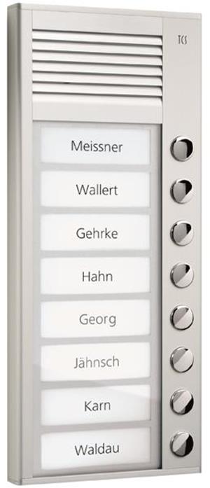 TCS Audio Außenstation Serie PAK 8 Klingeltasten (rechtsbündig), AP silber