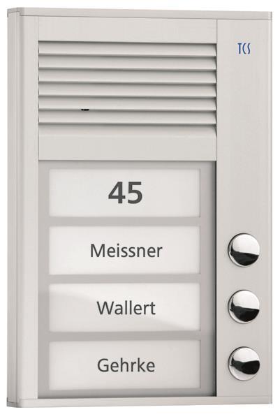 TCS Audio Außenstation Serie PAK 3 Klingeltasten (rechtsbündig), AP silber