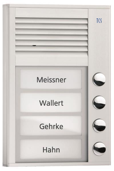TCS Audio Außenstation Serie PAK 4 Klingeltasten (rechtsbündig), AP silber