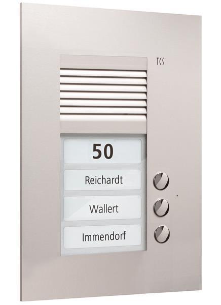 TCS Audio Außenstation Serie PUK 3 Klingeltasten (rechtsbündig), 1-spaltig, UP s