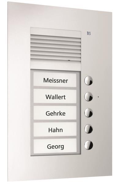 TCS Audio Außenstation Serie PUK 5 Klingeltasten (rechtsbündig), 1-spaltig, UP s