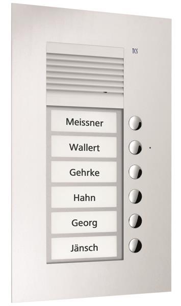 TCS Audio Außenstation Serie PUK 6 Klingeltasten (rechtsbündig), 1-spaltig, UP s
