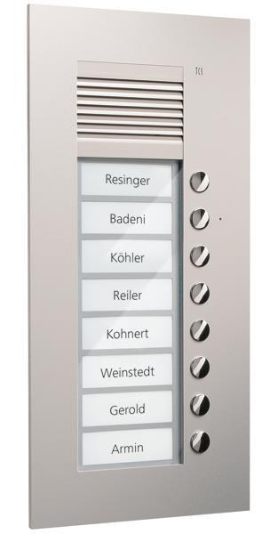 TCS Audio Außenstation Serie PUK 8 Klingeltasten (rechtsbündig), 1-spaltig, UP s