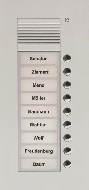TCS Audio Außenstation Serie PUK 9 Klingeltasten (rechtsbündig), 1-spaltig, UP s