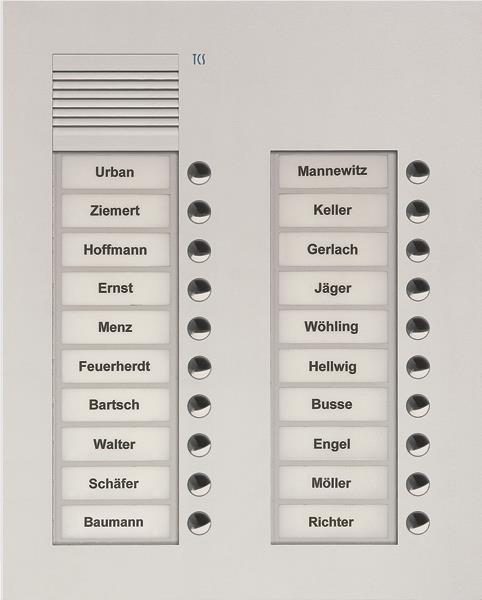 TCS Audio Außenstation Serie PUK 20 Klingeltasten (rechtsbündig), 2-spaltig, UP
