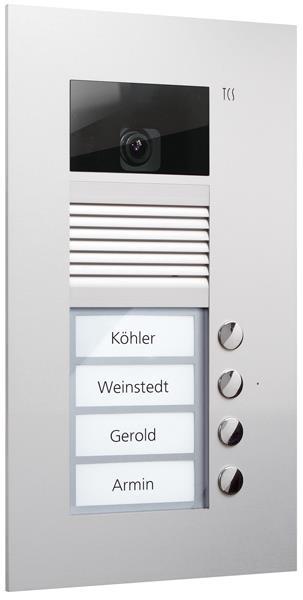 TCS Video Außenstation Serie AVU mit 4 Klingeltasten (rechtsbündig), 1-spaltig,