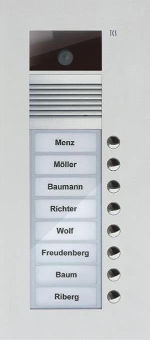 TCS Video Außenstation Serie AVU mit 8 Klingeltasten (rechtsbündig), 1-spaltig,