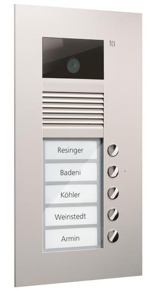 TCS Video Außenstation Serie AVU mit 5 Klingeltasten (rechtsbündig), 1-spaltig,