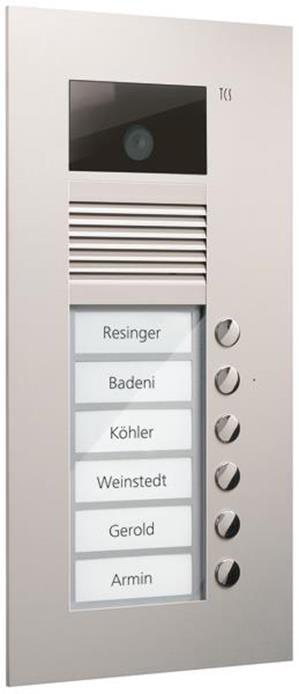 TCS Video Außenstation Serie AVU mit 6 Klingeltasten (rechtsbündig), 1-spaltig,