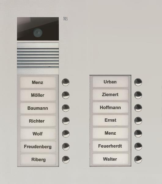 TCS Video Außenstation Serie AVU mit 14 Klingeltasten (rechtsbündig), 2-spaltig,
