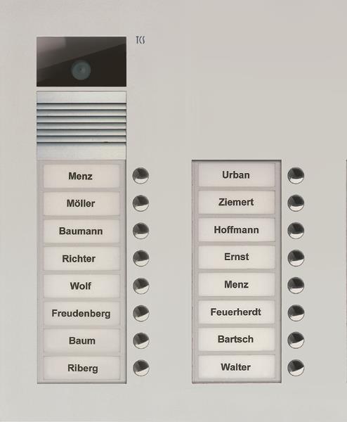 TCS Video Außenstation Serie AVU mit 16 Klingeltasten (rechtsbündig), 2-spaltig,