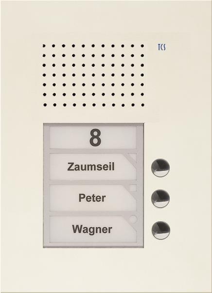 TCS Audio Außenstation Serie PUK 3 Klingeltasten (rechtsbündig), 1-spaltig, UP w