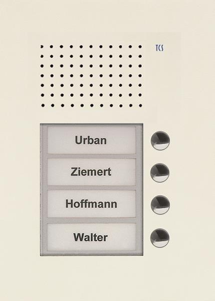 TCS Audio Außenstation Serie PUK 4 Klingeltasten (rechtsbündig), 1-spaltig, UP w