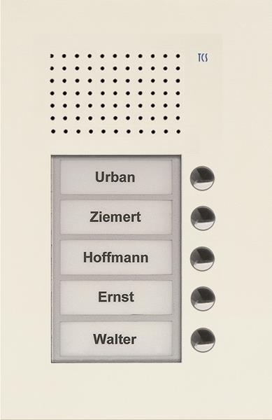 TCS Audio Außenstation Serie PUK 5 Klingeltasten (rechtsbündig), 1-spaltig, UP w