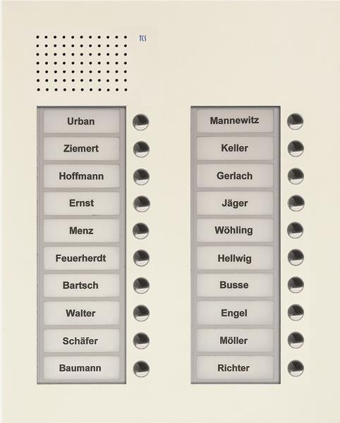 TCS Audio Außenstation Serie PUK 20 Klingeltasten (rechtsbündig), 2-spaltig, UP