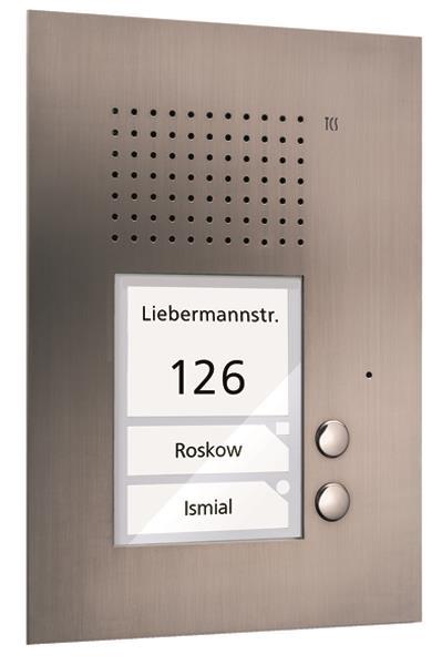 TCS Audio Außenstation Serie PUK 2 Klingeltasten (rechtsbündig), 1-spaltig, UP E