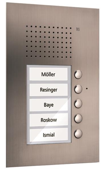 TCS Audio Außenstation Serie PUK 5 Klingeltasten (rechtsbündig), 1-spaltig, UP E