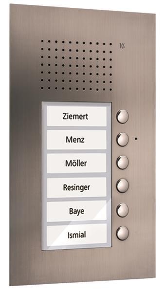 TCS Audio Außenstation Serie PUK 6 Klingeltasten (rechtsbündig), 1-spaltig, UP E