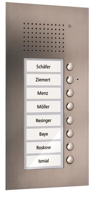 TCS Audio Außenstation Serie PUK 8 Klingeltasten (rechtsbündig), 1-spaltig, UP E
