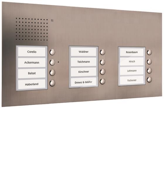 TCS Audio Außenstation Serie PUK 12 Klingeltasten (rechtsbündig), 3-spaltig, UP