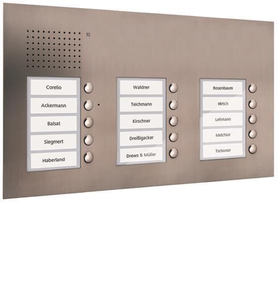 TCS Audio Außenstation Serie PUK 15 Klingeltasten (rechtsbündig), 3-spaltig, UP