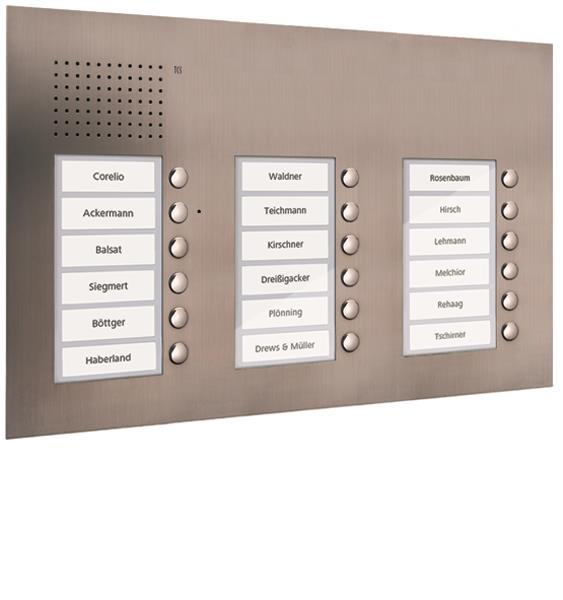 TCS Audio Außenstation Serie PUK 18 Klingeltasten (rechtsbündig), 3-spaltig, UP