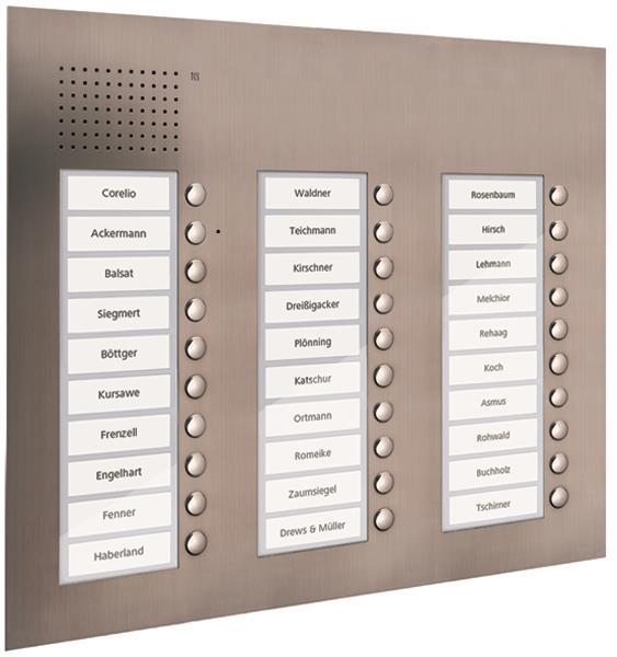 TCS Audio Außenstation Serie PUK 30 Klingeltasten (rechtsbündig), 3-spaltig, UP