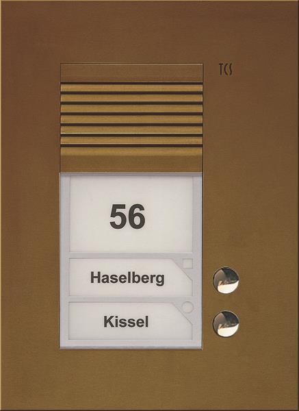 TCS Audio Außenstation Serie PUK 2 Klingeltasten (rechtsbündig), 1-spaltig, UP b