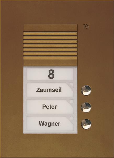 TCS Audio Außenstation Serie PUK 3 Klingeltasten (rechtsbündig), 1-spaltig, UP b