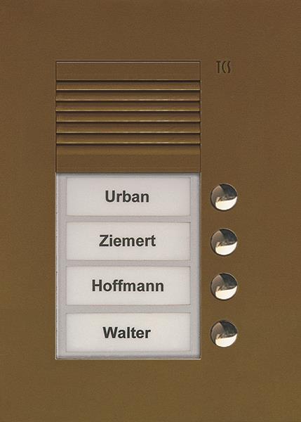 TCS Audio Außenstation Serie PUK 4 Klingeltasten (rechtsbündig), 1-spaltig, UP b