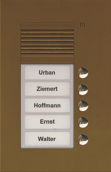 TCS Audio Außenstation Serie PUK 5 Klingeltasten (rechtsbündig), 1-spaltig, UP b
