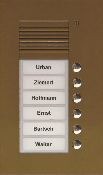 TCS Audio Außenstation Serie PUK 6 Klingeltasten (rechtsbündig), 1-spaltig, UP b