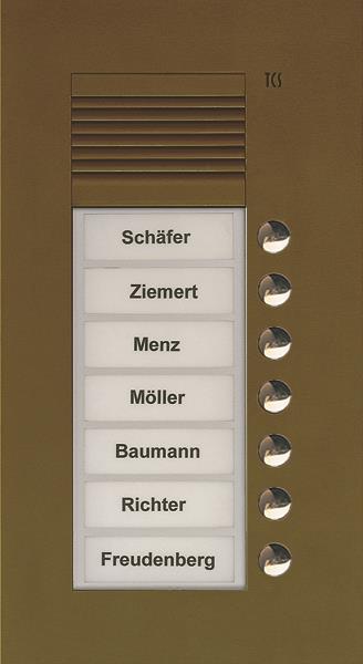 TCS Audio Außenstation Serie PUK 7 Klingeltasten (rechtsbündig), 1-spaltig, UP b