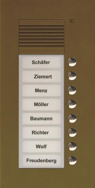 TCS Audio Außenstation Serie PUK 8 Klingeltasten (rechtsbündig), 1-spaltig, UP b