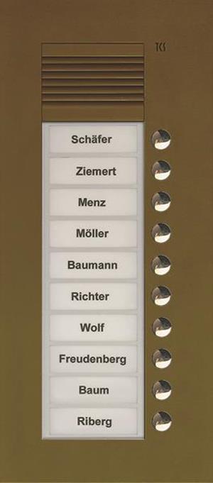 TCS Audio Außenstation Serie PUK 10 Klingeltasten (rechtsbündig), 1-spaltig, UP