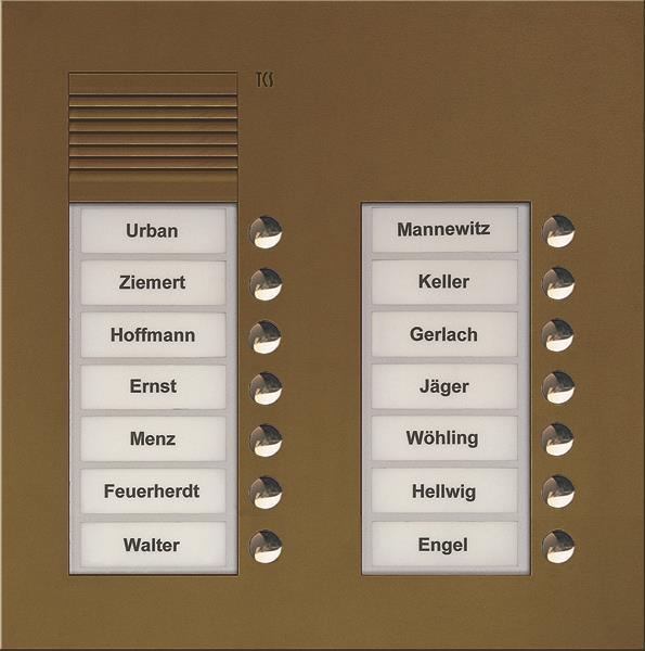 TCS Audio Außenstation Serie PUK 14 Klingeltasten (rechtsbündig), 2-spaltig, UP