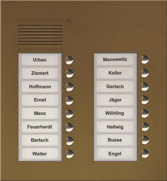 TCS Audio Außenstation Serie PUK 16 Klingeltasten (rechtsbündig), 2-spaltig, UP