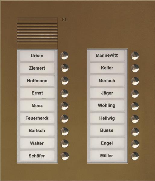 TCS Audio Außenstation Serie PUK 18 Klingeltasten (rechtsbündig), 2-spaltig, UP