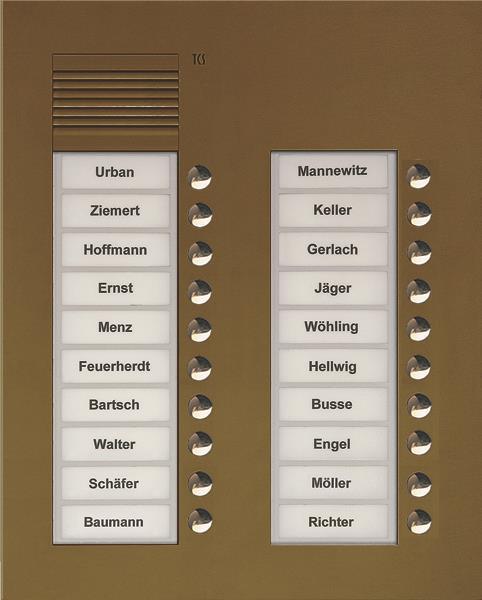 TCS Audio Außenstation Serie PUK 20 Klingeltasten (rechtsbündig), 2-spaltig, UP