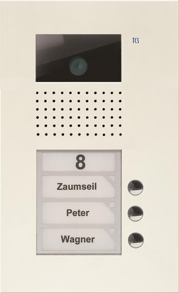 TCS Video Außenstation Serie AVU mit 3 Klingeltasten (rechtsbündig), 1-spaltig,