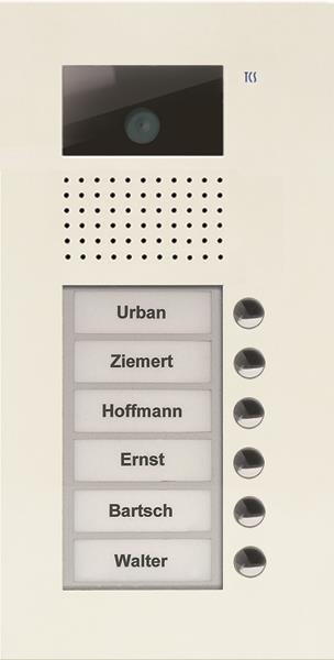 TCS Video Außenstation Serie AVU mit 6 Klingeltasten (rechtsbündig), 1-spaltig,