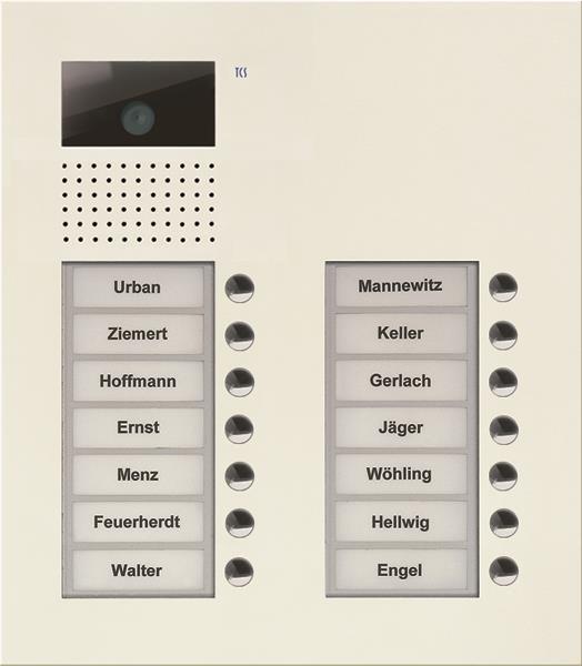TCS Video Außenstation Serie AVU mit 14 Klingeltasten (rechtsbündig), 2-spaltig,