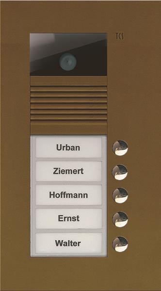 TCS Video Außenstation Serie AVU mit 5 Klingeltasten (rechtsbündig), 1-spaltig,