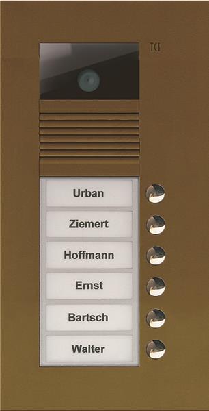 TCS Video Außenstation Serie AVU mit 6 Klingeltasten (rechtsbündig), 1-spaltig,