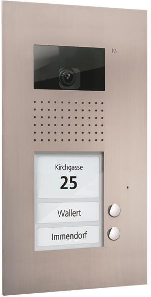 TCS Video Außenstation Serie AVU mit 2 Klingeltasten (rechtsbündig), 1-spaltig,