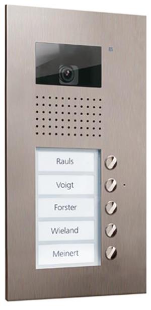 TCS Video Außenstation Serie AVU mit 5 Klingeltasten (rechtsbündig), 1-spaltig,