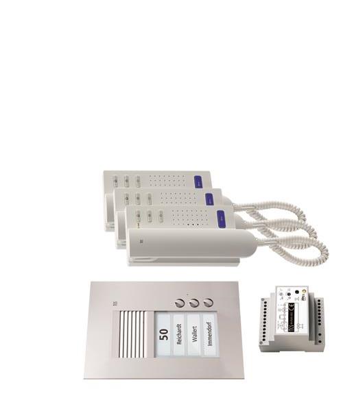 TCS audio:pack UP für 3 Wohneinheiten, mit Außenstation PUK 3 Klingeltasten + 3x