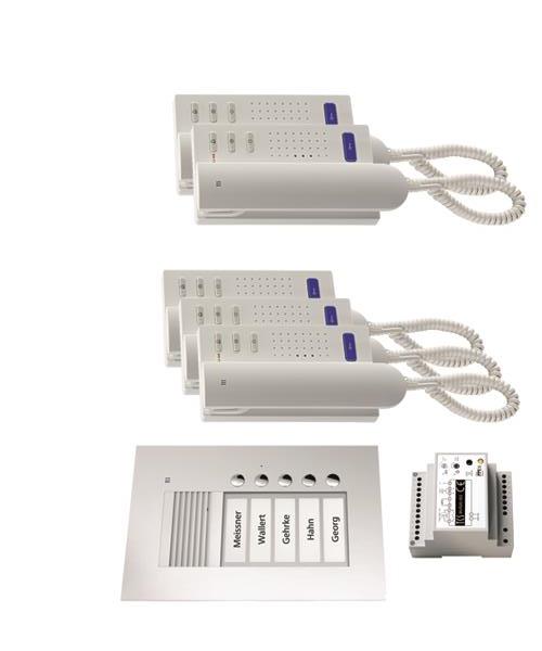 TCS audio:pack UP für 5 Wohneinheiten, mit Außenstation PUK 5 Klingeltasten + 5x