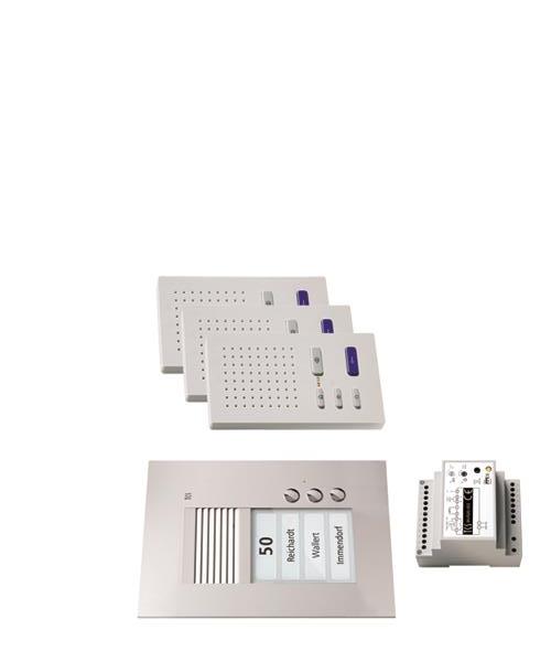 TCS audio:pack UP für 3 Wohneinheiten, mit Außenstation PUK 3 Klingeltasten + 3x