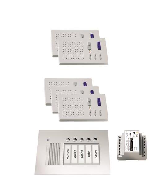 TCS audio:pack UP für 5 Wohneinheiten, mit Außenstation PUK 5 Klingeltasten + 5x